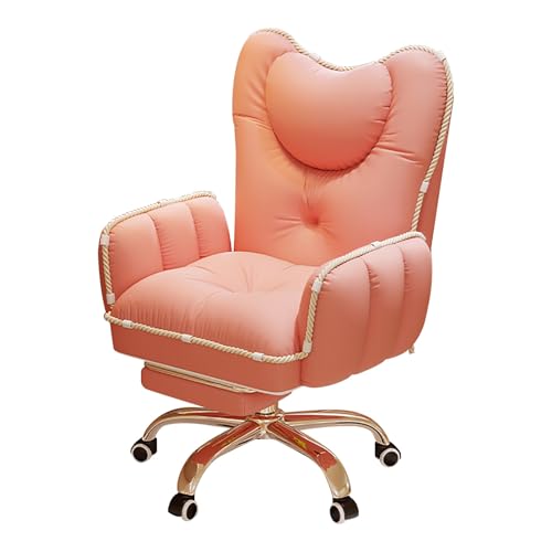 Drehstuhl mit Rollen, Computer Stuhl mit Weichen Armlehnen und Fußstütze, Rückenlehne um 135° Verstellbar für Zuhause, Büro, Arbeitszimmer, Gaming(Pink) von Generic