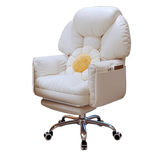 Drehstuhl mit Rollen Ergonomic Tech-Gewebe Computerstuhl Verstellbare Doppelrückenlehne 360°-Drehung und Höhenverstellung Bürostuhl für Die Arbeit Zu Hause, Studium(White) von Generic