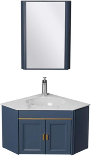 Dreieck Badezimmer Spiegelschrank Aluminium Kombination Wandmontage Integriertes Keramik Waschbecken Waschtisch Badezimmer Waschbecken Schränke Set, Blue, Sink Dreieck Badezimmer Spiegelschrank Aluminium Kombination Wandmontage Integriertes Keramik Waschbecken Waschtisch Badezimmer Waschbecken Schränke Set, Blue, Sink von Generic
