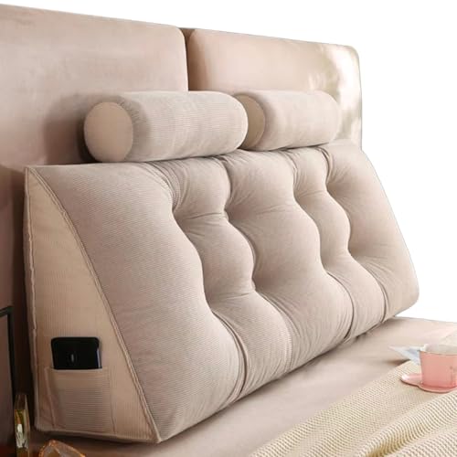 Dreieckigen Kissen Hohen Rückenlehne Kissen Hohen Rückenlehne Kissen Rückenlehne for Bett Perfekt AlsKissen Zum Fernsehen Und Lesen Gibt(Off-White,120 * 50 * 20cm) von Generic