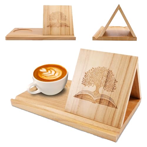 Dreieckiges Bücherregal aus Holz mit Getränkehalter, Bücherständer, dreieckiger Buchhalter, Holz, einfaches Bücherregal für Schlafzimmer, Nachttisch, Büro, Schreibtisch, Bibliothek oder von Generic