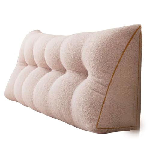 Dreieckiges Kopfteilkissen, Große Keilrückenkissen, Weiches Teddy-Samt-Kopfteil Lesekissen, Lendenwirbelstützkissen, Taillenrückenstütze Waschbares Sofa-Tagesbett-(Cream,180 * 20 * 50cm) von Generic