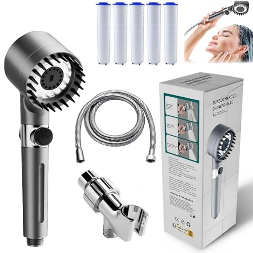 Dreistufiger Ionen-Duschtropfer, Handbrause mit sichtbarem Filter, mit 5 Filtern + 1,5-Schlauch + stanzfreier Sockel Dreistufiger Ionen-Duschtropfer, Handbrause mit sichtbarem Filter, mit 5 Filtern + 1,5-Schlauch + stanzfreier Sockel von Generic