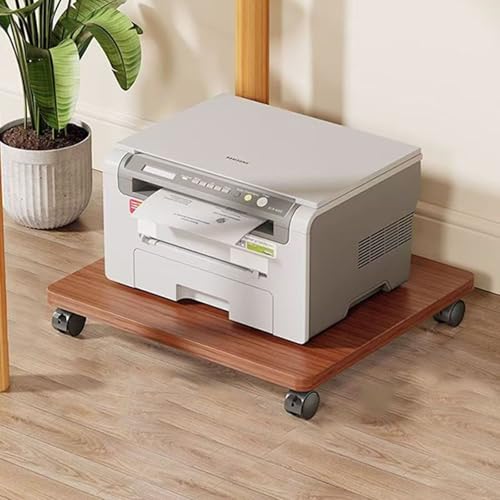 Druckerständer for unter den Schreibtisch mit 4 feststellbaren Rollen, mobiles Druckerregal aus Holz, rollbares, platzsparendes Gestell for Drucker und Scanner(Walnut,19.6 * 13.7 * 2.4in) von Generic