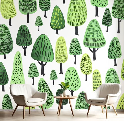 Dschungelgrüne Bäume Tapete Selbstklebende Tapete Einfacher Illustrationsstil Mustertapete Grün Tapeten Wohnzimmer Muster Möbelfolie Schlafzimmer Flur Wand Dekoration 350×256Cm Dschungelgrüne Bäume Tapete Selbstklebende Tapete Einfacher Illustrationsstil Mustertapete Grün Tapeten Wohnzimmer Muster Möbelfolie Schlafzimmer Flur Wand Dekoration 350×256Cm von Generic