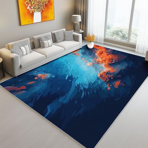 Dunkelblaugrau Pflegeleicht Teppich Waschbar rutschfest – Weicher Kurzflor Abstrakt Natur Unterwasser-Canyon Bedruckter Teppich für Wohnzimmer Schlafzimmer Esszimmer, 160 x 230 cm Dunkelblaugrau Pflegeleicht Teppich Waschbar rutschfest – Weicher Kurzflor Abstrakt Natur Unterwasser-Canyon Bedruckter Teppich für Wohnzimmer Schlafzimmer Esszimmer, 160 x 230 cm von Generic