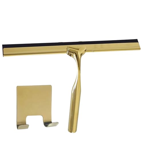 Dusche Raclette - Golden Raclette, Edelstahlgriff | Elegantes Reinigungszubehör entwickelt, um Wassertropfen auf Spiegeln, Fliesen oder Duschabtrennungen in SA effektiv zu entfernen von Generic