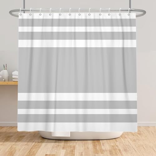 Duschvorhang 100x180 Anti-Schimmel Horizontale Streifen Duschvorhänge Wasserdicht Waschbar Polyester Textil Badezimmer Vorhang Grau 3D Shower Curtain A/5452 Duschvorhang 100x180 Anti-Schimmel Horizontale Streifen Duschvorhänge Wasserdicht Waschbar Polyester Textil Badezimmer Vorhang Grau 3D Shower Curtain A/5452 von Generic