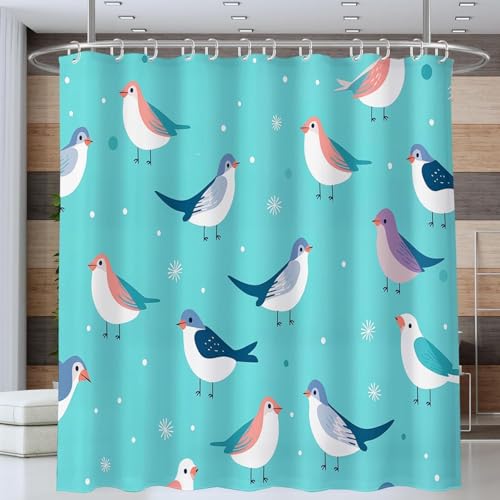 Duschvorhang 100x180 Anti-Schimmel Vögel Duschvorhänge Wasserdicht Waschbar Polyester Textil Badezimmer Vorhang Grün 3D Shower Curtain A/1257 von Generic