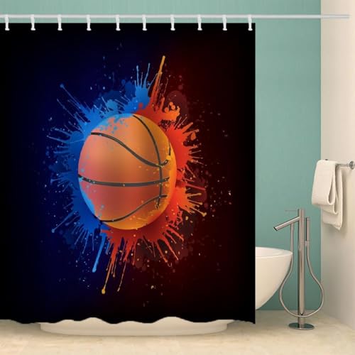 Duschvorhang 100x200 Anti-Schimmel Basketball Duschvorhänge Wasserdicht Waschbar Polyester Textil Badezimmer Vorhang Schwarz 3D Shower Curtain A/5561 Duschvorhang 100x200 Anti-Schimmel Basketball Duschvorhänge Wasserdicht Waschbar Polyester Textil Badezimmer Vorhang Schwarz 3D Shower Curtain A/5561 von Generic