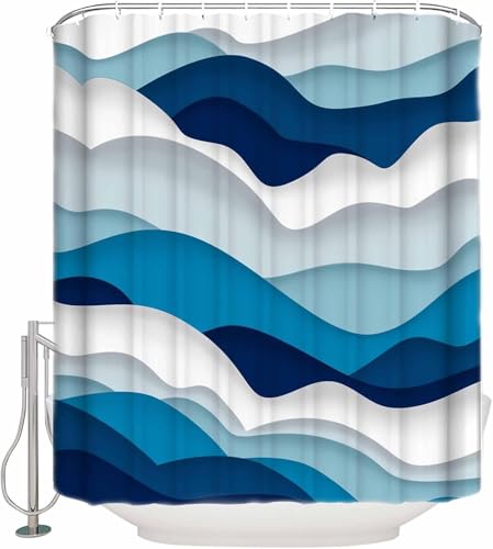 Duschvorhang 100x200 Antischimmel Abstrakte Geometrische Streifen Duschvorhang Blau und Weiß, Duschvorhänge Wasserdicht Polyester Stoff Waschbar Bad Vorhäng für Badzimmer badewanne mit 8 Haken b.2530 Duschvorhang 100x200 Antischimmel Abstrakte Geometrische Streifen Duschvorhang Blau und Weiß, Duschvorhänge Wasserdicht Polyester Stoff Waschbar Bad Vorhäng für Badzimmer badewanne mit 8 Haken b.2530 von Generic
