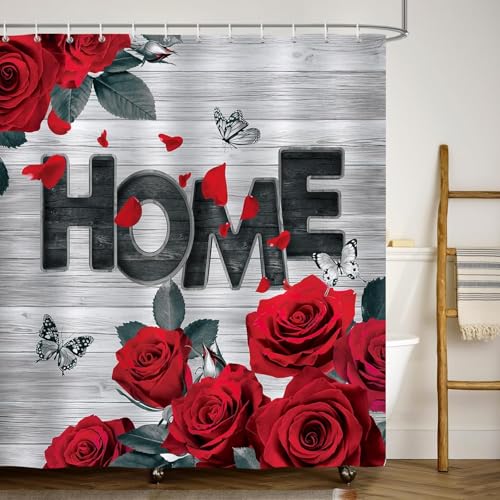 Duschvorhang 100x200 Antischimmel Rosenrot Duschvorhang Graues Holz, Duschvorhänge Wasserdicht Polyester Stoff Waschbar Bad Vorhäng für Badzimmer badewanne mit 8 Haken b.2512 Duschvorhang 100x200 Antischimmel Rosenrot Duschvorhang Graues Holz, Duschvorhänge Wasserdicht Polyester Stoff Waschbar Bad Vorhäng für Badzimmer badewanne mit 8 Haken b.2512 von Generic
