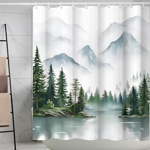 Duschvorhang 120 x 200 cm Berge Duschvorhang Grüner Wald Bad Vorhang Anti Schimmel Wasserdicht 3D Shower Curtains Waschbar Polyester Stoff Duschvorhänge für Badewanne Badezimmer E-580 Duschvorhang 120 x 200 cm Berge Duschvorhang Grüner Wald Bad Vorhang Anti Schimmel Wasserdicht 3D Shower Curtains Waschbar Polyester Stoff Duschvorhänge für Badewanne Badezimmer E-580 von Generic