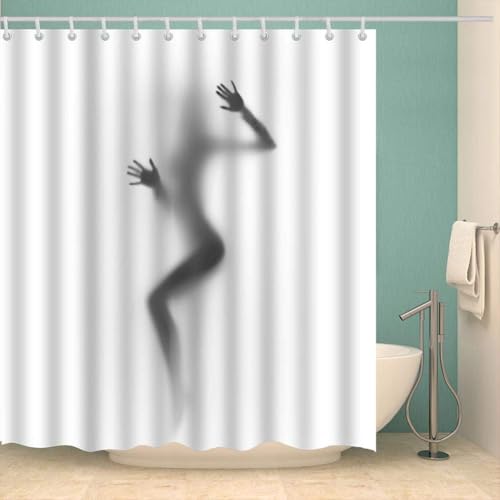 Duschvorhang 120 x 200 cm Sexy Frau Duschvorhang Silhouette Bad Vorhang Anti Schimmel Wasserdicht 3D Shower Curtains Waschbar Polyester Stoff Duschvorhänge für Badewanne Badezimmer B-988 von Generic