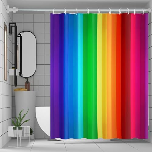 Duschvorhang 120x180 Anti-Schimmel Bunte vertikale Streifen Duschvorhänge Wasserdicht Waschbar Polyester Textil Badezimmer Vorhang Modern Abstrakt 3D Shower Curtain A.714 von Generic