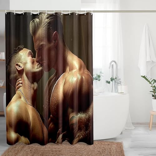 Duschvorhang 120x180 Anti-Schimmel Paare Duschvorhänge Wasserdicht Waschbar Polyester Textil Badezimmer Vorhang Gay 3D Shower Curtain A-1170 von Generic