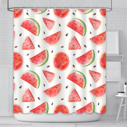 Duschvorhang 120x180 Anti-Schimmel Wassermelone Duschvorhänge Wasserdicht Waschbar Polyester Textil Badezimmer Vorhang Sommerfrüchte 3D Shower Curtain A/818 von Generic