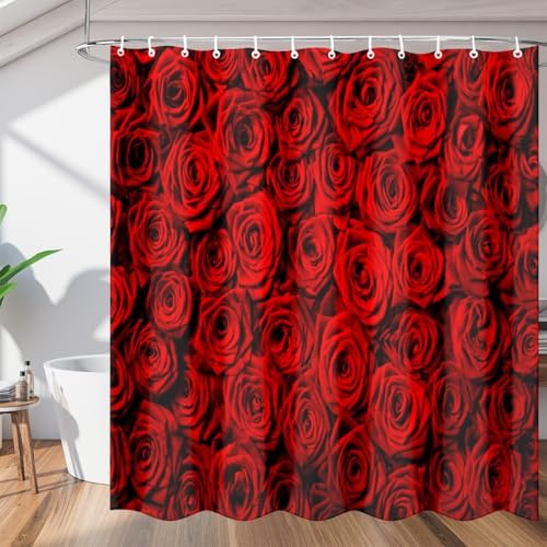 Duschvorhang 120x180 cm Rote Rose Shower Curtains 3D Romantische Blumen Duschvorhänge Anti Schimmel Textil Bad Vorhang aus Waschbar Polyester Stoff für Badewanne B2612 Duschvorhang 120x180 cm Rote Rose Shower Curtains 3D Romantische Blumen Duschvorhänge Anti Schimmel Textil Bad Vorhang aus Waschbar Polyester Stoff für Badewanne B2612 von Generic