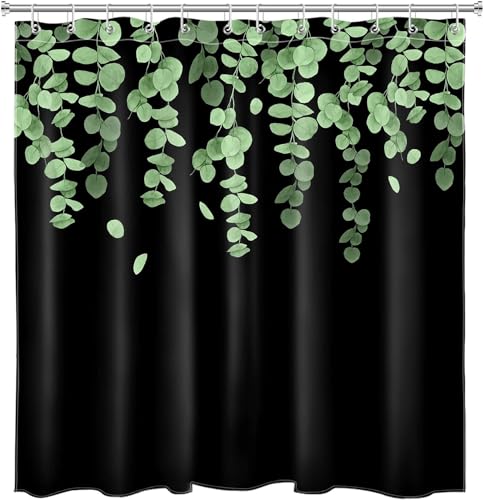 Duschvorhang 120x180 cm Schwarz Shower Curtains 3D Grüne Eukalyptusblätter Duschvorhänge Anti Schimmel Textil Bad Vorhang aus Waschbar Polyester Stoff für Badewanne A-1654 Duschvorhang 120x180 cm Schwarz Shower Curtains 3D Grüne Eukalyptusblätter Duschvorhänge Anti Schimmel Textil Bad Vorhang aus Waschbar Polyester Stoff für Badewanne A-1654 von Generic