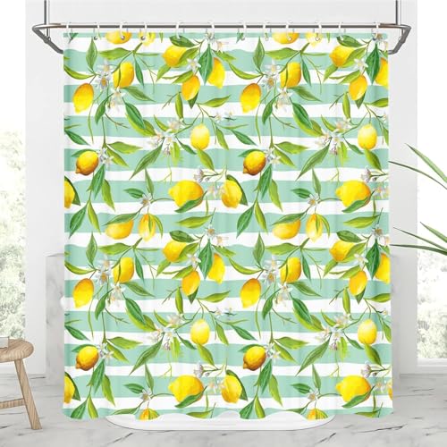 Duschvorhang 120x180 cm Zitronenfrucht Duschvorhang Streifenmuster Bad Vorhang Anti Schimmel Wasserdicht 3D Shower Curtains Waschbar Polyester Stoff Duschvorhänge für Badewanne Badezimmer C-1011 Duschvorhang 120x180 cm Zitronenfrucht Duschvorhang Streifenmuster Bad Vorhang Anti Schimmel Wasserdicht 3D Shower Curtains Waschbar Polyester Stoff Duschvorhänge für Badewanne Badezimmer C-1011 von Generic