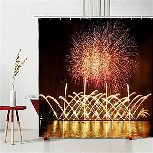 Duschvorhang 120x200 Anti-Schimmel Nachtszene Duschvorhänge Wasserdicht Waschbar Polyester Textil Badezimmer Vorhang Fest, Dekoration 3D Shower Curtain A/7219 von Generic