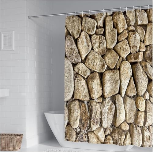 Duschvorhang 120x200 Anti-Schimmel Steinmauer Duschvorhänge Wasserdicht Waschbar Polyester Textil Badezimmer Vorhang Abstraktes Muster 3D Shower Curtain A/5482 Duschvorhang 120x200 Anti-Schimmel Steinmauer Duschvorhänge Wasserdicht Waschbar Polyester Textil Badezimmer Vorhang Abstraktes Muster 3D Shower Curtain A/5482 von Generic