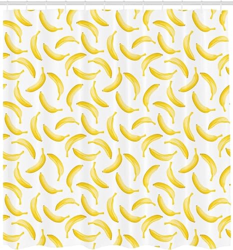 Duschvorhang 180x180 Anti-Schimmel Bananenmuster Duschvorhänge Wasserdicht Waschbar Polyester Textil Badevorhang Gelb 3D Shower Curtain A/596 von Generic