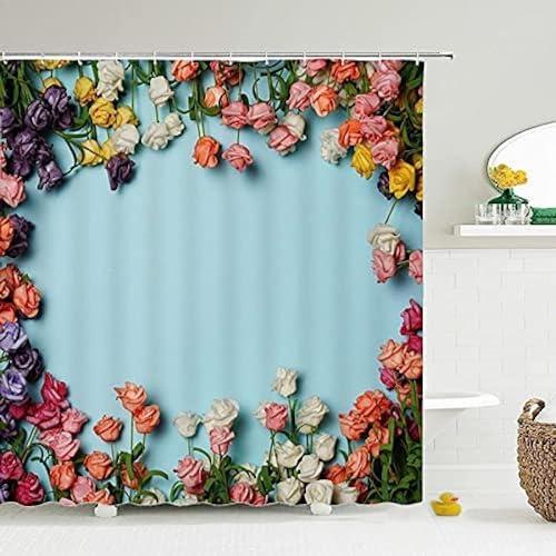 Duschvorhang 180x180 Anti-Schimmel Blumen Duschvorhänge Wasserdicht Waschbar Polyester Textil Badevorhang Rose 3D Shower Curtain A/7652 Duschvorhang 180x180 Anti-Schimmel Blumen Duschvorhänge Wasserdicht Waschbar Polyester Textil Badevorhang Rose 3D Shower Curtain A/7652 von Generic