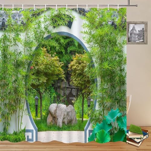 Duschvorhang 180x180 Anti-Schimmel Chinesischer Garten Duschvorhänge Wasserdicht Waschbar Polyester Textil Badevorhang Bambusgarten 3D Shower Curtain A/5042 Duschvorhang 180x180 Anti-Schimmel Chinesischer Garten Duschvorhänge Wasserdicht Waschbar Polyester Textil Badevorhang Bambusgarten 3D Shower Curtain A/5042 von Generic