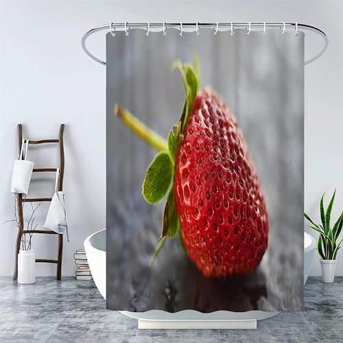 Duschvorhang 180x180 Anti-Schimmel Erdbeeren Duschvorhänge Wasserdicht Waschbar Polyester Textil Badevorhang Obst 3D Shower Curtain A/7040 von Generic