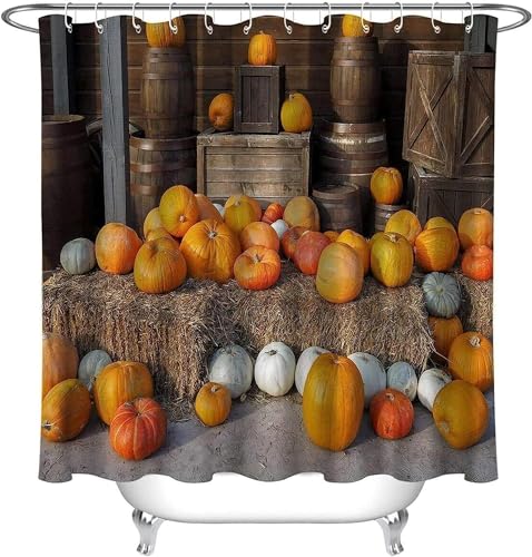 Duschvorhang 180x180 Anti-Schimmel Herbst Duschvorhänge Wasserdicht Waschbar Polyester Textil Badevorhang Retro-Landhausstil 3D Shower Curtain A/7724 von Generic