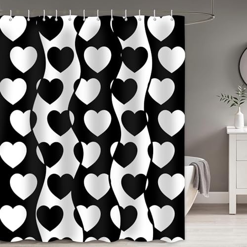 Duschvorhang 180x180 Anti-Schimmel Liebe Duschvorhänge Wasserdicht Waschbar Polyester Textil Badevorhang Schwarz-Weiß 3D Shower Curtain A/5258 Duschvorhang 180x180 Anti-Schimmel Liebe Duschvorhänge Wasserdicht Waschbar Polyester Textil Badevorhang Schwarz-Weiß 3D Shower Curtain A/5258 von Generic