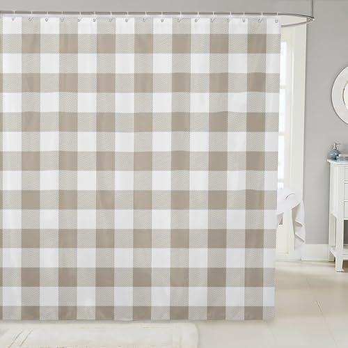 Duschvorhang 180x180 Anti-Schimmel Plaid Stripes Duschvorhänge Wasserdicht Waschbar Polyester Textil Badevorhang Grau Geometrisches Muster 3D Shower Curtain A/1068 von Generic