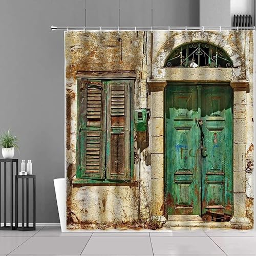 Duschvorhang 180x180 Anti-Schimmel Retro Country Duschvorhänge Wasserdicht Waschbar Polyester Textil Badevorhang Nostalgie 3D Shower Curtain A/7733 von Generic