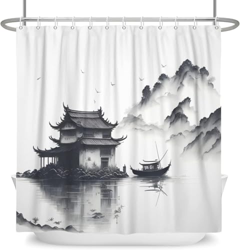 Duschvorhang 180x180 Anti-Schimmel Tuschemalerei Duschvorhänge Wasserdicht Waschbar Polyester Textil Badevorhang Landschaftsmalerei 3D Shower Curtain A/1036 Duschvorhang 180x180 Anti-Schimmel Tuschemalerei Duschvorhänge Wasserdicht Waschbar Polyester Textil Badevorhang Landschaftsmalerei 3D Shower Curtain A/1036 von Generic