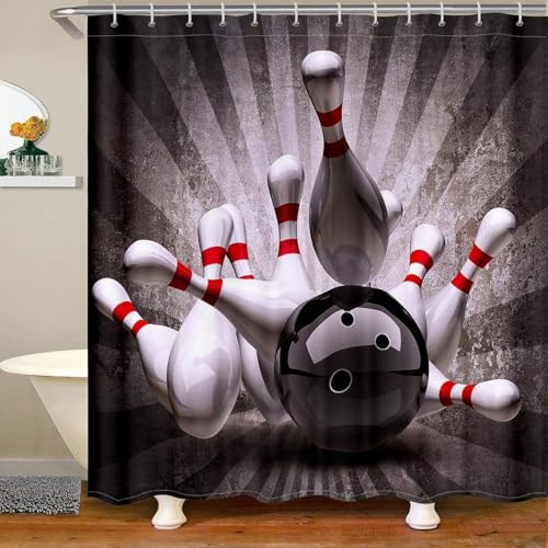Duschvorhang 180x200 Anti-Schimmel Bowling Duschvorhänge Wasserdicht Waschbar Polyester Textil Badevorhang Sport 3D Shower Curtain A-8437 Duschvorhang 180x200 Anti-Schimmel Bowling Duschvorhänge Wasserdicht Waschbar Polyester Textil Badevorhang Sport 3D Shower Curtain A-8437 von Generic