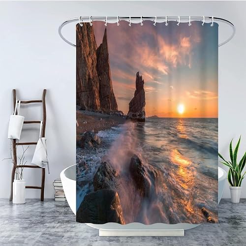 Duschvorhang 180x200 Anti-Schimmel Meereslandschaft Duschvorhänge Wasserdicht Waschbar Polyester Textil Badevorhang Sonnenaufgang 3D Shower Curtain A/7446 Duschvorhang 180x200 Anti-Schimmel Meereslandschaft Duschvorhänge Wasserdicht Waschbar Polyester Textil Badevorhang Sonnenaufgang 3D Shower Curtain A/7446 von Generic
