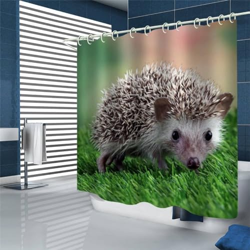 Duschvorhang 180x200 Anti-Schimmel Niedliche Tiere Duschvorhänge Wasserdicht Waschbar Polyester Textil Badevorhang Igel 3D Shower Curtain A/205 von Generic