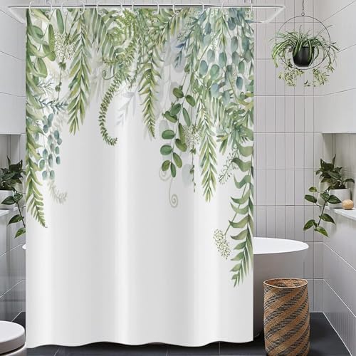 Duschvorhang 180x200 Anti-Schimmel Ranken Duschvorhänge Wasserdicht Waschbar Polyester Textil Badevorhang Grün Eukalyptusblätter 3D Shower Curtain A/269 von Generic