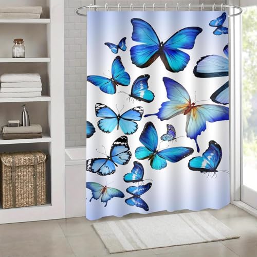 Duschvorhang 180x200 Anti-Schimmel Schmetterling Duschvorhänge Wasserdicht Waschbar Polyester Textil Badevorhang Blau 3D Shower Curtain A/5610 Duschvorhang 180x200 Anti-Schimmel Schmetterling Duschvorhänge Wasserdicht Waschbar Polyester Textil Badevorhang Blau 3D Shower Curtain A/5610 von Generic