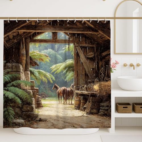 Duschvorhang 180x200 Anti-Schimmel Stall Duschvorhänge Wasserdicht Waschbar Polyester Textil Badevorhang Retro-Bauernhaus 3D Shower Curtain A/5520 Duschvorhang 180x200 Anti-Schimmel Stall Duschvorhänge Wasserdicht Waschbar Polyester Textil Badevorhang Retro-Bauernhaus 3D Shower Curtain A/5520 von Generic