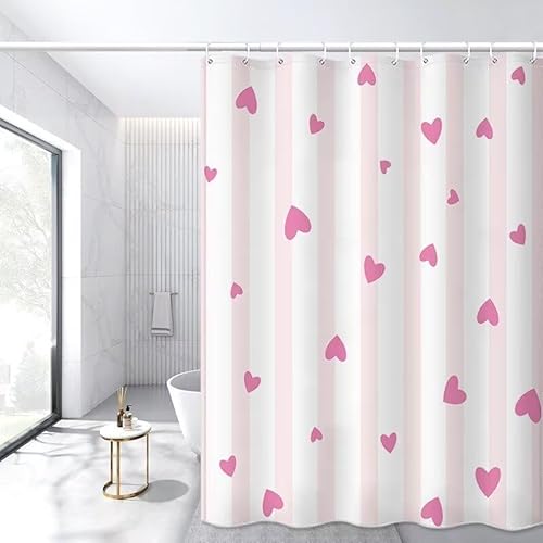Duschvorhang 180x200 Antischimmel Lila Liebe Duschvorhang Rosa Streifen, Duschvorhänge Wasserdicht Polyester Stoff Waschbar Bad Vorhäng für Badzimmer badewanne mit 12 Haken b.527 Duschvorhang 180x200 Antischimmel Lila Liebe Duschvorhang Rosa Streifen, Duschvorhänge Wasserdicht Polyester Stoff Waschbar Bad Vorhäng für Badzimmer badewanne mit 12 Haken b.527 von Generic