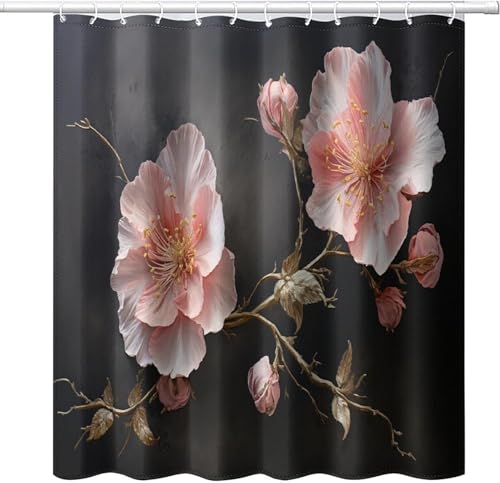 Duschvorhang 180x220 Antischimmel Rosa Blumen Duschvorhang Natur im Freien, Duschvorhänge Wasserdicht Polyester Stoff Waschbar Bad Vorhäng für Badzimmer badewanne mit 12 Haken b.2247 Duschvorhang 180x220 Antischimmel Rosa Blumen Duschvorhang Natur im Freien, Duschvorhänge Wasserdicht Polyester Stoff Waschbar Bad Vorhäng für Badzimmer badewanne mit 12 Haken b.2247 von Generic