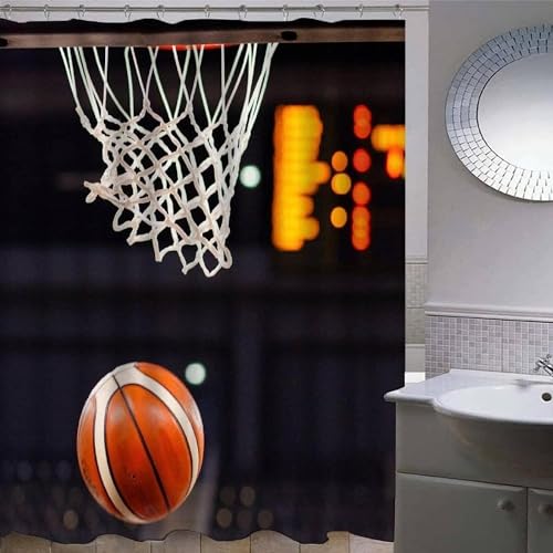 Duschvorhang 200x200 Anti-Schimmel Basketball Duschvorhänge Wasserdicht Waschbar Polyester Textil Badevorhang Basketball 3D Shower Curtain A/7114 Duschvorhang 200x200 Anti-Schimmel Basketball Duschvorhänge Wasserdicht Waschbar Polyester Textil Badevorhang Basketball 3D Shower Curtain A/7114 von Generic