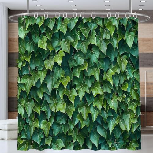 Duschvorhang 200x200 Anti-Schimmel Efeu Duschvorhänge Wasserdicht Waschbar Polyester Textil Badevorhang Grün 3D Shower Curtain A/1182 von Generic