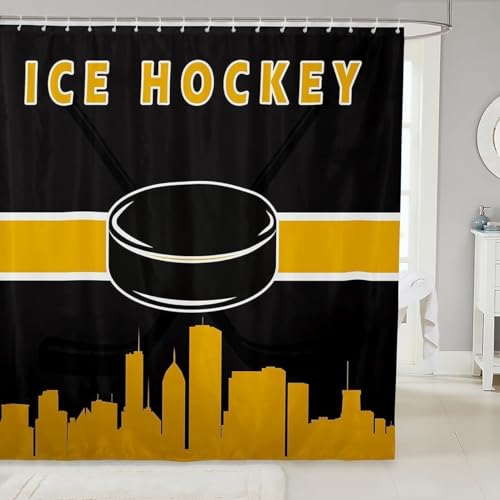 Duschvorhang 200x200 Anti-Schimmel Eishockey Duschvorhänge Wasserdicht Waschbar Polyester Textil Badevorhang Schwarz-Gelb 3D Shower Curtain A/5494 Duschvorhang 200x200 Anti-Schimmel Eishockey Duschvorhänge Wasserdicht Waschbar Polyester Textil Badevorhang Schwarz-Gelb 3D Shower Curtain A/5494 von Generic