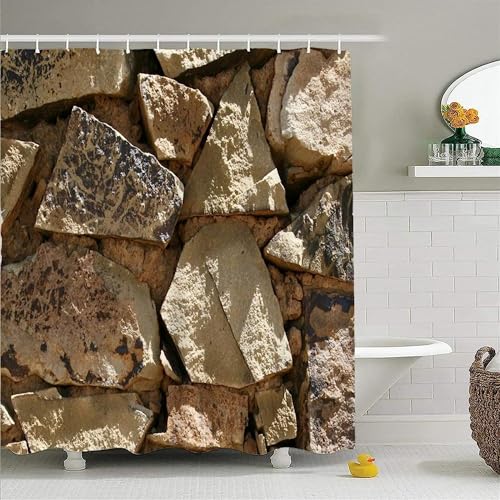 Duschvorhang 200x200 Anti-Schimmel Felsen Duschvorhänge Wasserdicht Waschbar Polyester Textil Badevorhang Steinmauer 3D Shower Curtain A/6790 Duschvorhang 200x200 Anti-Schimmel Felsen Duschvorhänge Wasserdicht Waschbar Polyester Textil Badevorhang Steinmauer 3D Shower Curtain A/6790 von Generic