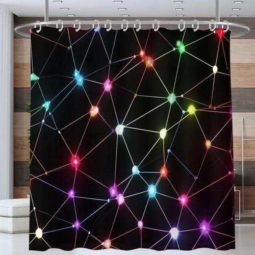 Duschvorhang 200x200 Anti-Schimmel Geometrisches Muster Duschvorhänge Wasserdicht Waschbar Polyester Textil Badevorhang Schwarz 3D Shower Curtain A/3721 von Generic