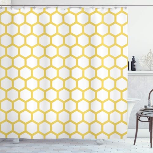 Duschvorhang 200x200 Anti-Schimmel Moderne Geometrie Duschvorhänge Wasserdicht Waschbar Polyester Textil Badevorhang Sechsecke 3D Shower Curtain A.664 von Generic