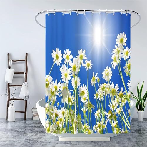 Duschvorhang 200x200 Anti-Schimmel Naturblumen Duschvorhänge Wasserdicht Waschbar Polyester Textil Badevorhang Pflanzen 3D Shower Curtain A/7771 von Generic